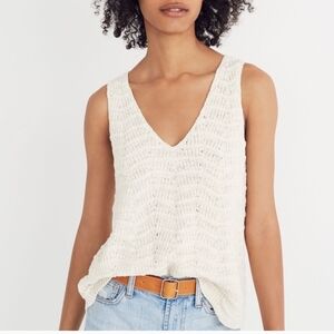 Madewell Crocheted Sweater Tank, Ivory, Size XL